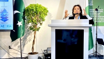 Prof. Phoebe Koundouri gave a speech at the Pakistan Pavilion, discussing Pakistan’s National Climate Finance Strategy and the pathways to sustainable growth and resilience 