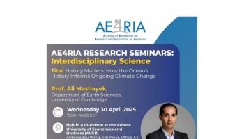 Fifth Seminar on 30/04/2025. The AE4RIA Research Seminar Series, a bi-weekly webinar organised by Resees, Research Laboratory AUEB and Sustainable Development Unit – ATHENA RC, hosted by Prof. Dr. Phoebe Koundouri